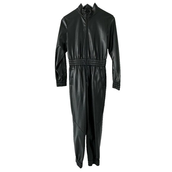 Alice And Olivia Levi Vegan Faux Black Leather Jumpsuit Size 4 NWOT $440 - Picture 5 of 12